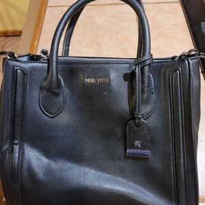 Nine West Elegant Black Leather Satchel